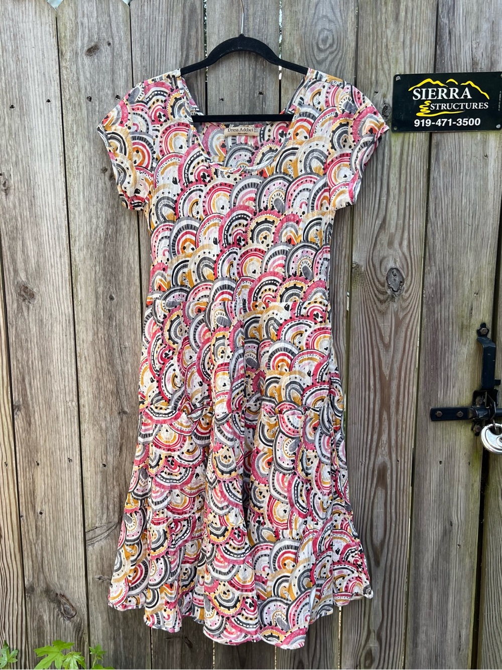 DRESS ADDICT Geometric Cotton Unique Flowy Midi Dress Women’s Small